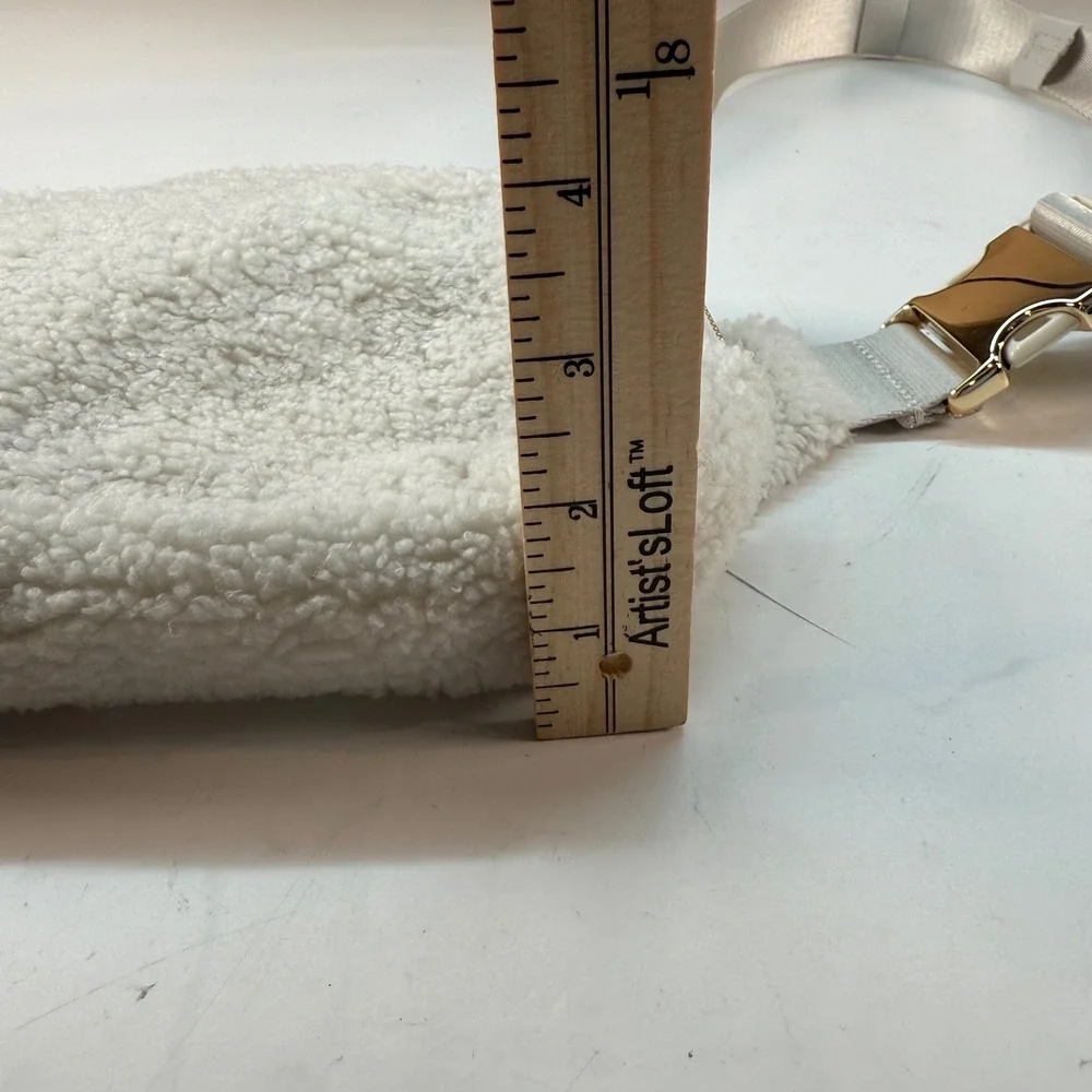 Lululemon Fleece Belt Bag White Opal Gold Tone Sherpa Everywhere Crossbody